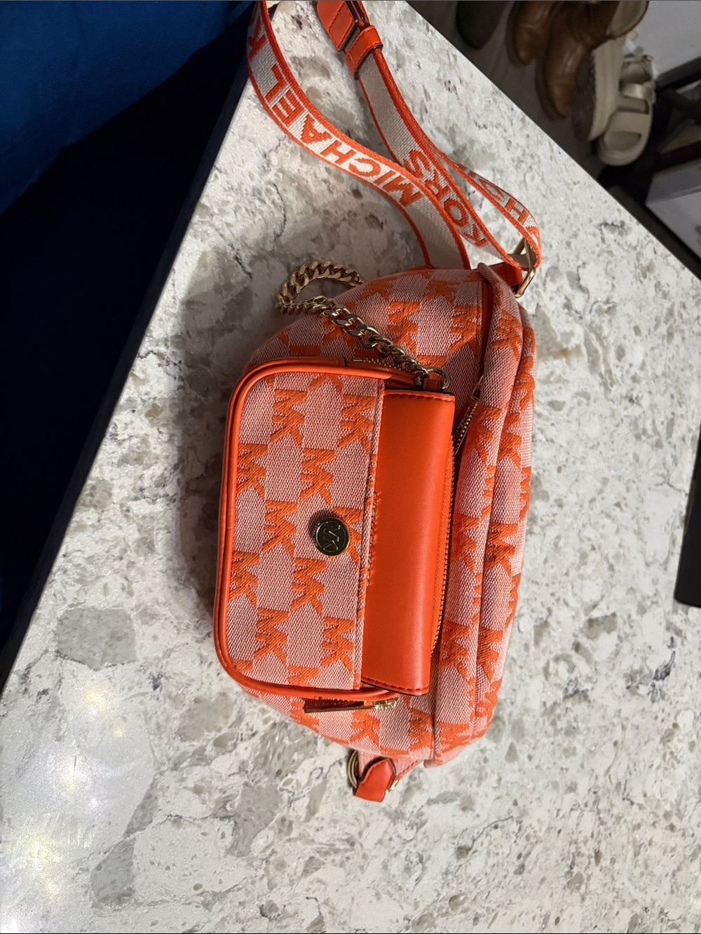 Michael Kors Orange Logo Jacquard Crossbody Belt Bag